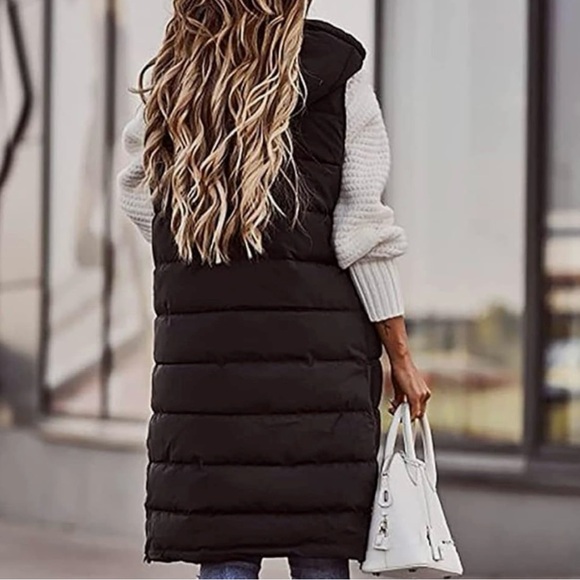 Long Vest Puffer Jacket with Hood - Picture 2 of 8